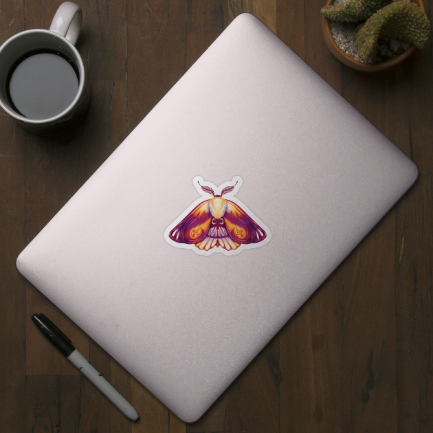 Pink and orange moth by SosiCreatesArt